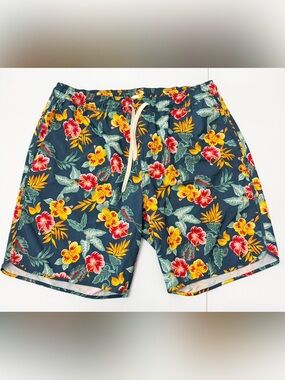 Fair Harbor Men’s Navy Floral Swim Trunks Size XL
